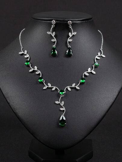 3 件/套奢华优雅枝形锆石项链小众时尚彩色宝藏锆石首饰套装适合日常佩戴或约会派对首饰