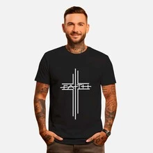 Faith Plain Printed Basic T-Shirt Men's Short Sleeve 100% Cotton Faith - màu đen - Xem 1