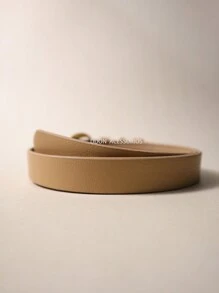 Cintos Feminino Moda Fivela Elíptico Dourado Largura de 1.9CM - Caqui - Visão 6