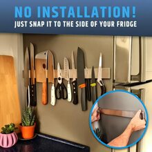 Magnetic Refrigerator 19.7-Inch Magnetic Knife Holder-Double-Sided Refrigerator Magnetic Knife Belt-Magnetic Knife Bar-304 Stainless Steel Kitchen Tool Holder/Rack - Silver - View 3
