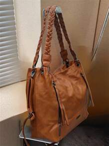 Wilson Bag New Large Double Zipper Handbag, Large Capacity Handbag, Single Shoulder Crossbody Bag - 棕色 - 查看 3