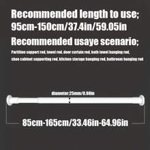 FEPK 1pc Multifunctional Curtain Rod, Curtain Rod Holder, No Need To Drill, For Door Curtain, Window Curtain, Half Curtain, Short Curtain, Coffee Curtain, Door Curtain Rod, Retractable Rod, Adjustable Drying Rack, Wardrobe Support, Cabinet Support, Drying Rack, Shoe Cabinet, Storage Rod, Home Bathroom Accessory Home Bathroom Decor Fall Decor Bathroom Accessories Back To School - White 90cm-160cm/35.43in-62.99in - View 3