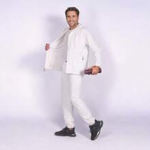 Men's 2-Piece Light Tracksuit Windbreaker Set Jogger Sauna GYM Set With Mesh Lining - 白色 - 查看 3