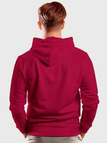 Men Hoodies - 酒紅色 - 查看 2