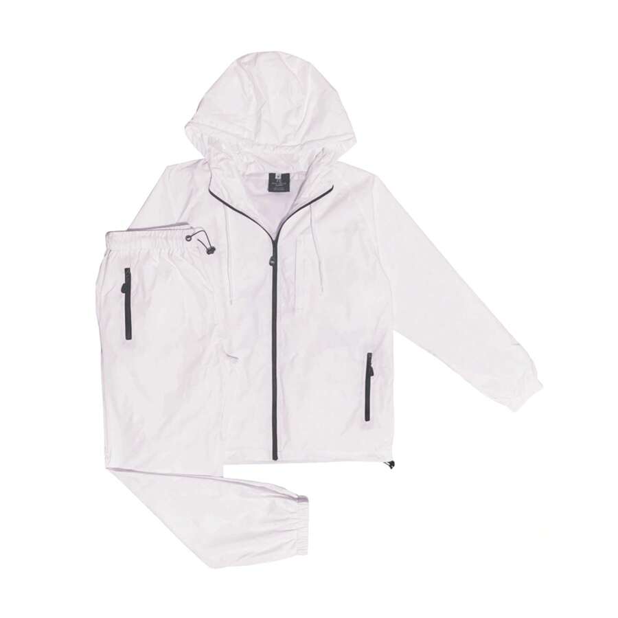 Men's 2-Piece Light Tracksuit Windbreaker Set Jogger Sauna GYM Set With Mesh Lining - 白色 - 查看 1