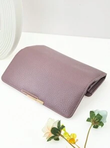 MINGYOU 新款女士多功能大容量钱包，时尚经典搭扣翻盖简约多卡位手机钱包，卡包，长款钱包 - 紫色 - 查看 7