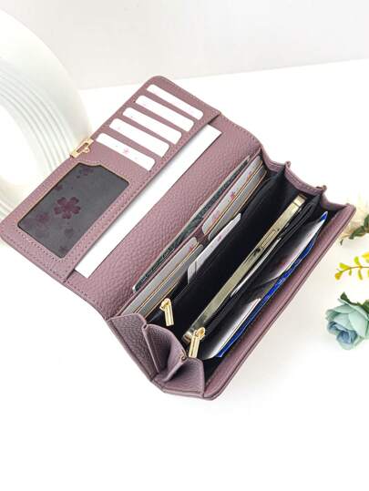MINGYOU New Women Multi-Function Large Capacity Wallet, Fashion Classic Buckle Flap Simple Multi-Card Slot Phone Wallet, Card Holder, Long Wallet