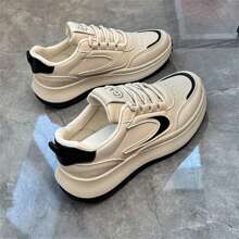 Nuevos tenis casuales y sencillos para mujeres, otoño 2024, moda coreana con suela gruesa, calzado vulcanizado y transpirable - Negro - Ver 2
