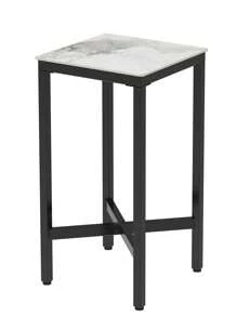 Square Kitchen Bar Table Counter Breakfast Dining Table Black Coffee Table Metal Legs With Footrest For Kitchen Dining Room Patio - Multicolor - View 6