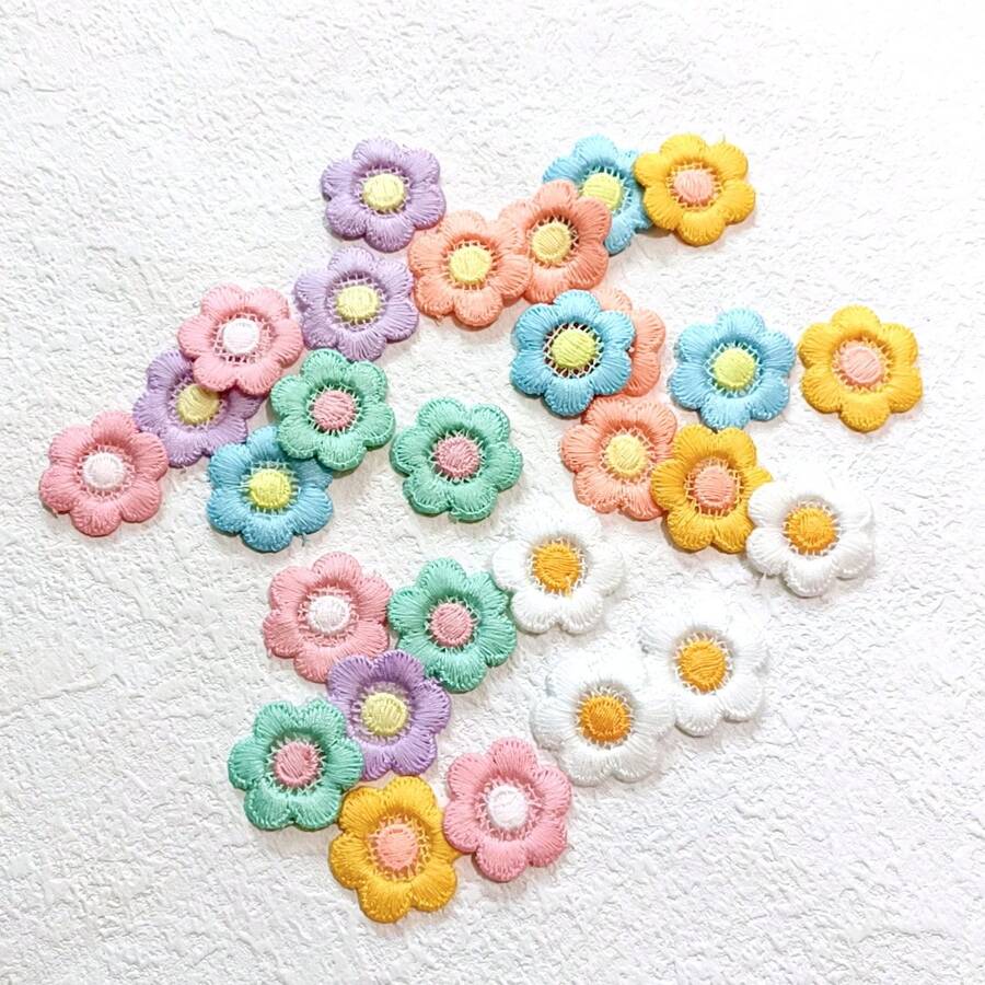 20 件网格 6 瓣花装饰 DIY 服装配件 - 藍色 - 查看 1