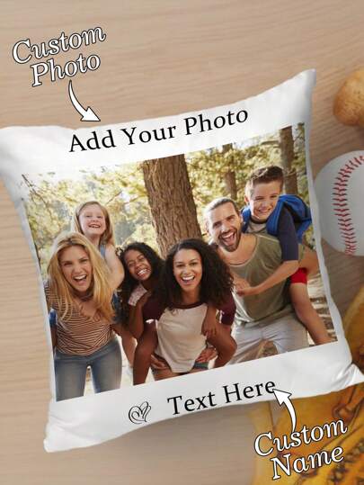 1pc Customizable Portrait Photo, Name Text Funny DIY Throw Pillow Cover, Family, Pets, Friends Single-Sided Printed Cushion Cover, Suitable For Living Room, Sofa, Bedroom, Decorative Waist Pillow, All Seasons, No Pillow Insert Soft Custom,Unique,Personalized Ideal Gifts For Him Her,Boyfriend,Girlfriend,Dad,Mom,Family,Friends,Pets For Anniversaries,Comfortable,Elegant,Simple,Custom,Personalized,Unique,Ideal Gifts For Him,Ideal Gifts For Her,Him,Her,Boyfriend,Girlfriend,Dad,Mom,Family,Friends,For Anniversaries,For Mother's Day,For Birthdays,For Valentine's Day,For Graduation,For Father's Day,For Weddings,For Housewarming,Sofa,Bed,Car,Tea Room,Bedroom,Bathroom,Living Room,Dining Room,Season Picks, Autumn Home Refresh,Fall Decor