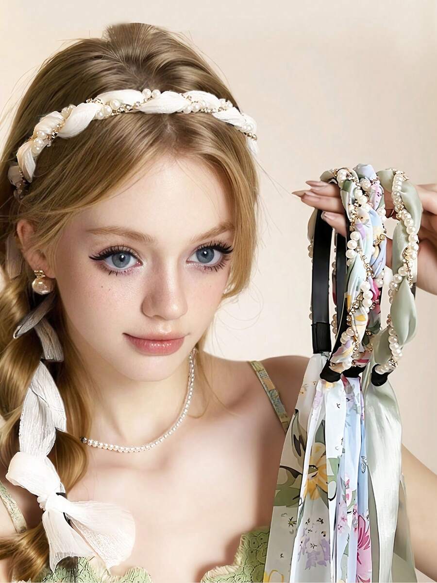 1 băng đô chuỗi ngọc trai giả thanh lịch cổ điển, thích hợp cho phụ nữ mặc ngoài trời, du lịch, chụp ảnh, dự tiệc. Quà tặng ngày lễ và sinh nhật - Nhiều màu - Xem 1