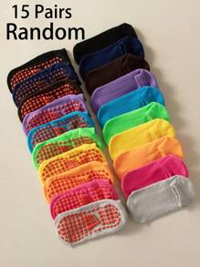 10 đôi tất thể thao trẻ em, tất chấm bi chống trượt, tất đi trong nhà thoáng khí thoải mái, thích hợp cho cuộc sống hàng ngày/quà tặng ngày lễ/trở lại trường, màu sắc và kiểu dáng ngẫu nhiên - Nhiều màu - Xem 15