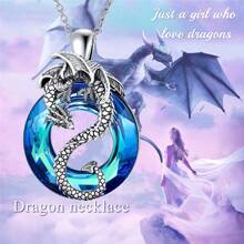 创意炫酷飞龙戒指人造水晶吊坠项链精致女士个性派对首饰不锈钢链子配饰节日生日礼物 - 飛龍 - 查看 9