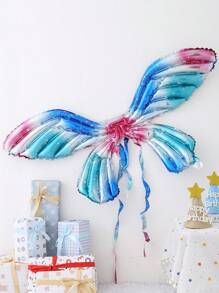 1 个天使翅膀气球，大尺寸全息彩色渐变蝴蝶翅膀气球，适合生日，男女通用