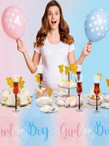 1pc Gender Reveal Party Supplies Wegwerptafelkleed Waterdichte Plastic Tafelhoezen Voor Jongen Of Meisje Gender Reveal Party, Babyshower En Verjaardagsfeest Decoraties Babyshower Familie Decoraties Geschenken