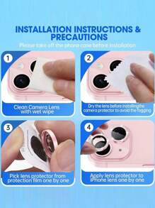 Bộ 3 miếng dán bảo vệ ống kính camera tương thích với iPhone 16 15/15 Plus, kiểu dáng bóng bẩy, đính đá kim cương đơn, độ cứng 9H, chống trầy xước, phụ kiện thời trang, tương thích với ốp lưng (Kim cương hồng) - 3 miếng hồng + 1 miếng film lens tích hợp - Xem 7