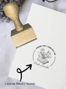BOOK STAMP PERSONALIZED | Custom Library Stamp | Self-Inking Stamp | From The Library Of Stamp | Book Lover Gift | Christmas Gift Back To School,Back To School,School Supplies,Customized Stamps,Easy Comfort,Office Decor - Khaki - View 2