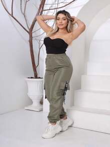 Julia Tactel Jogger Women's Cargo Pants - xanh quân đội - Xem 3