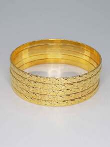 5 piezas/set de pulseras brazalete con relieve para mujer - Dorado - Ver 10