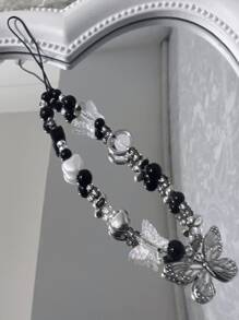 1 chiếc vòng tay mặt bướm đen phong cách Gothic, dây đeo điện thoại bằng gốm sứ màu đen mờ dễ thương phong cách mùa hè cho bé gái, móc chìa khóa, dây đeo tai nghe quà tặng cho mẹ, gia đình, bạn bè, sinh nhật, ngày lễ - Nhiều màu - Xem 3