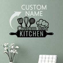 1 件定制厨房金属标牌、厨房标牌鹿地址标牌、厨房墙壁艺术、厨房装饰、个性化室内厨房标牌名称、厨房墙壁挂件