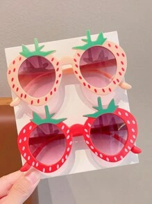 2/4件装儿童可爱草莓时尚眼镜，仅供卡片展示，不含运费 - 彩色 - 查看 6