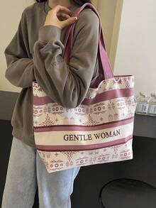 夏季新款时尚复古商务休闲水桶包女士斜挎包带链条，拼布法棍包，复古，篮式相机包，链条肩带摩托车包，配饰手提包，复古简约单肩斜挎包，时尚，轻便，便携，多巴胺风格，纯色，朋克金属装饰，字母，秋冬必备女士饺子手提包 - 粉色 - 查看 5