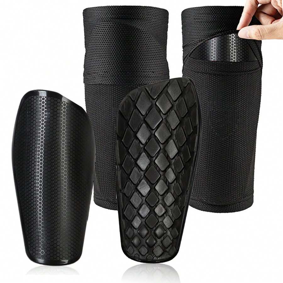 Football Shin Pads/Guards For  Teens & Adults 2 In 1 Football Shin Pad Sleeves With Optimized Insert Pocket Protective Shin Pads For Boys Girls - Black - View 1