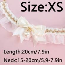 1 件白色蕾丝蝴蝶结和珍珠宠物项链，适合猫狗，日常佩戴 - 白色 - 查看 13