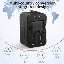 Universal Travel Adapter, Portable Worldwide All-In-One Plug Adapter With 3 USB Ports (2 USB C), International Converter Wall Charger World AC Power Adapter - For USA EU UK AUS - trắng - Xem 4