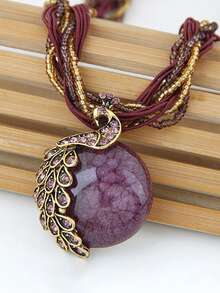 1 chiếc vòng cổ ngọc trai Boho, dây chuyền áo len cổ điển dành cho nữ có mặt dây chuyền hình con công, thích hợp để đeo hàng ngày và dự tiệc - nhiều màu - Xem 13