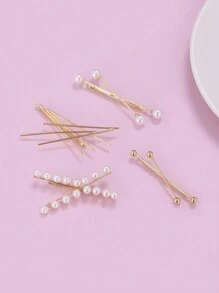 1 pièce/2 pièces/8 pièces Pinces à cheveux simples pour femmes avec design de croix en perle, accessoires de mode, cadeau élégant pour les amis. Pinces à cheveux, barrettes à cheveux, accessoires de cheveux en perle, fournitures scolaires