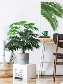 1pc, 23.6in/60cm, Artificial Tropical Plant, Artificial Indoor Outdoor Green Tropical Plant, Artificial Hawaiian Palm Green Leaves, 18-Fork Large Artificial Ruscus Leaves, Fake Plastic Green Sea Turtle Leaves, Tropical Artificial Palm Leaves, Large Size Plastic Palm Plant Leaves, Realistic Texture Leaf Home Garden Decor (Unassembled) (No Pot)