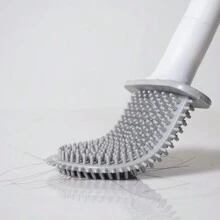 1pc Silicone Toilet Brush, Small Compact Cleaning Brush For Home, Detachable Long Handle, Breathable, Flat Head, Soft Silicone Bristles, Quick Drying, TPR - Multicolor - View 11