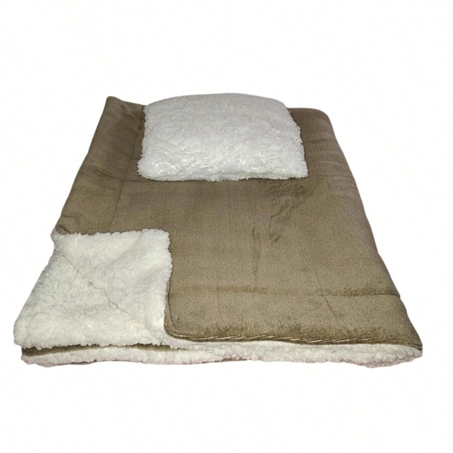 Pet Blanket For Dog Cat Double Sided Soft Sherpa Blanket Warm For Winter And Sherpa Pillow - Beige - View 1