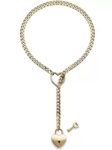 1pc Minimalist Stainless Steel Y-Shape Sliding Chain Heart Lock & Key Necklace, Suitable For Women Daily Wear Valentines,Mom,Mother,Mother's Day,Gift