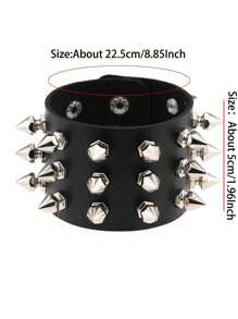 Pulseira Gótica Harajuku Lolita para Cosplay Feminino, Pulseira de Couro Punk Rock Rebite Rebitado Legal Unissex, Joia de Mão Gótica para Roupas de Festa de Mulheres e Meninas