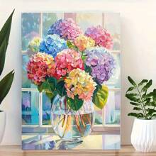 Frameless 5D Diamond Painting Kit, Hydrangea Flowers, Full Round Diamond DIY Diamond Painting Picture, Suitable For Adults And Beginners, Exquisite Wall Decor For Home, Bedroom, Office, 12x16 Inches
