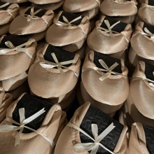 60 PARES/PAQUETE PANTUFLAS FOLDING FLATS "DORADO SATINADO" PARA BODA XV AÑOS EVENTOS RECUERDOS "FUERA TACONES BAILAR" SAT1 BASIC