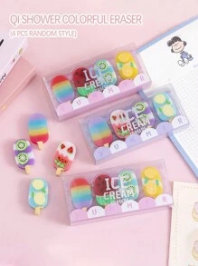 4 件套可爱夏季儿童冰淇淋橡皮擦、铅笔橡皮擦、返校文具用品 - 橡皮擦 - 查看 10