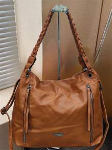 Wilson Bag New Large Double Zipper Handbag, Large Capacity Handbag, Single Shoulder Crossbody Bag - 棕色 - 查看 4