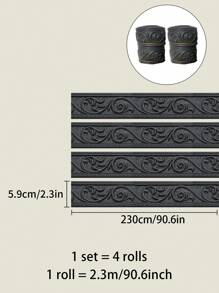 1 cuộn 2,3m/90,6 inch 3D hoa lá dây leo họa tiết nổi lãng mạn thiết kế đặc biệt cho đường viền chân tường, miếng dán tường chống va đập bằng chất liệu xốp XPE tự dính, trang trí nhà theo phong cách hiện đại tối giản, đường viền chân tường cải tạo, trang trí phòng ngủ, trang trí phòng tắm, đồ trang trí phòng chống bụi, decal vinyl trang trí nhà cửa, vật dụng trang trí mùa xuân làm mới ngôi nhà của bạn, miếng dán trang trí Rama quà tặng sinh nhật tốt nghiệp - màu đen - Xem 14