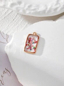 1 件全新手工制作不对称彩色花卉装饰，复古风格透明树脂干花吊坠 - 不規則 - 查看 12