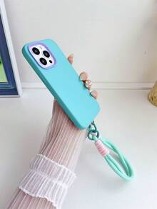Phone Charm 液体纯色 TPU 三合一手机保护壳,带腕带,兼容 iPhone - 薄荷藍 - 查看 4