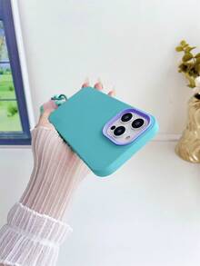 Phone Charm 液体纯色 TPU 三合一手机保护壳,带腕带,兼容 iPhone - 薄荷藍 - 查看 5