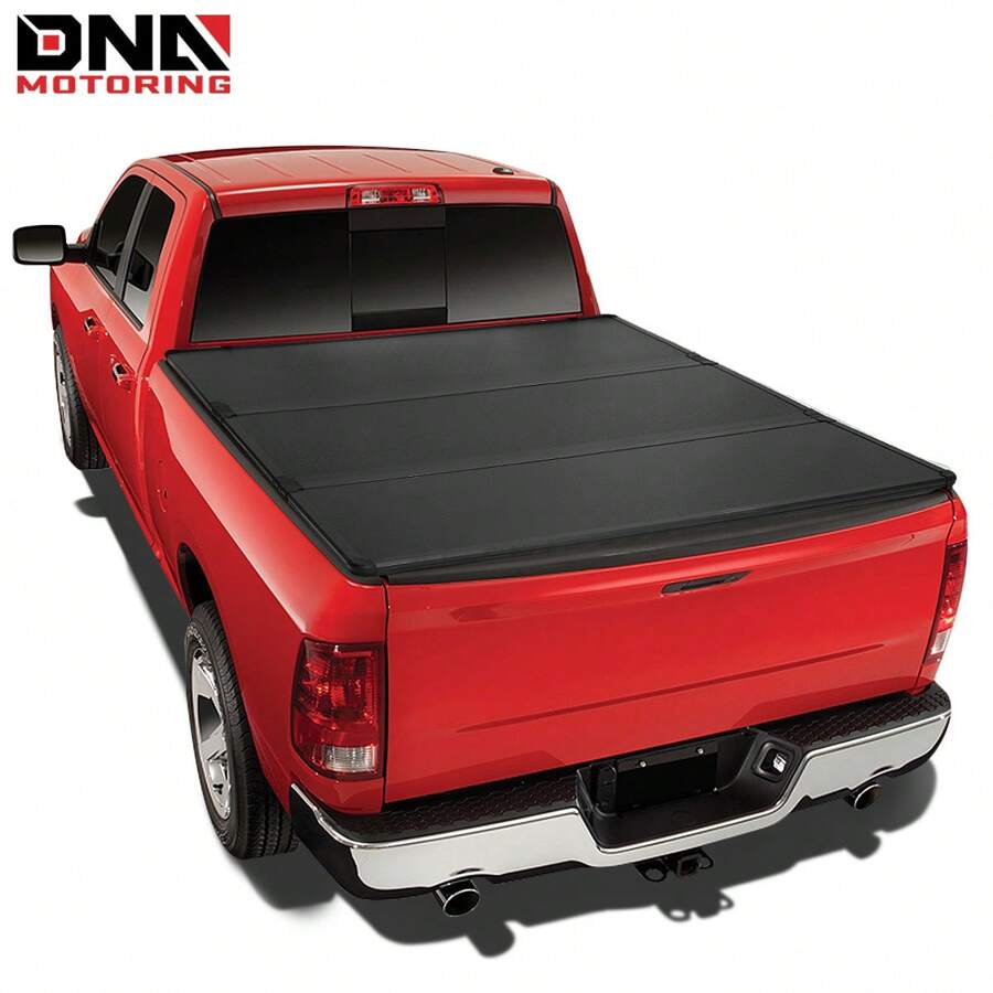 Compatible With 05-15 Toyota Tacoma 5Ft Bed Fleetside Frp Hard Solid Tri-Fold Tonneau Cover - Black - View 1
