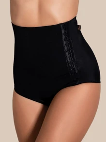 Women's Post-Surgical Abdominal Shaping Belt With Side Opening - Black - View 2