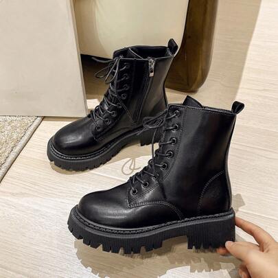 Women's New Thermal Lined Thickened Warm Chunky Heel Vintage Versatile British Style Ankle Boots, Comfortable & Breathable