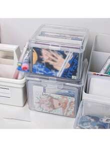 1/2/4 piezas Cajas de almacenamiento de plástico con tapas, contenedores transparentes para tornillos, organizador de piezas pequeñas - transparente - Ver 5